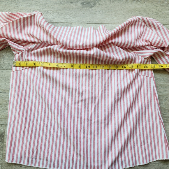 Hyfve Pink Striped Shirt Womens Medium Layered Bell Sleeve Off The Shoulder Top - Picture 9 of 9